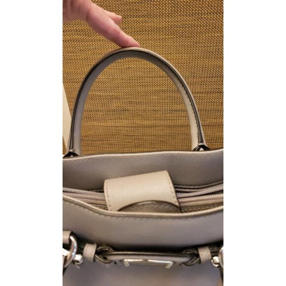 Michael Kors Hamilton Gray Leather Satchel Handbag Purse Silver Hardware - Picture 15 of 16